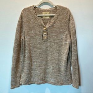Natural Reflections Two Tone Pullover 3 Button Sweater Women’s size XL